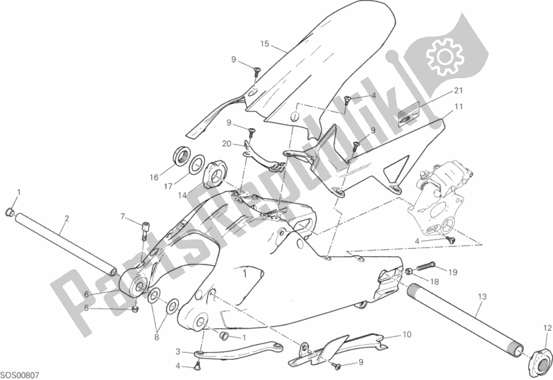 All parts for the Swing Arm of the Ducati Multistrada 1200 Enduro Touring Brasil 2017
